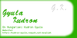 gyula kudron business card